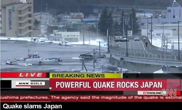 Sceeengrab from CNN coverage of earthquake in Japan