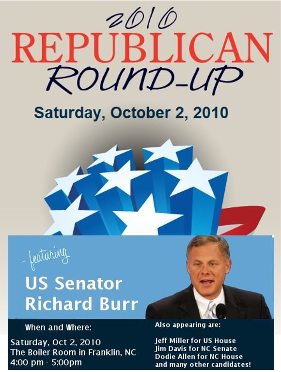 Advertisement Poster for the Republican Roundup in Franklin, NC 
Graphics by Bobby Coggins