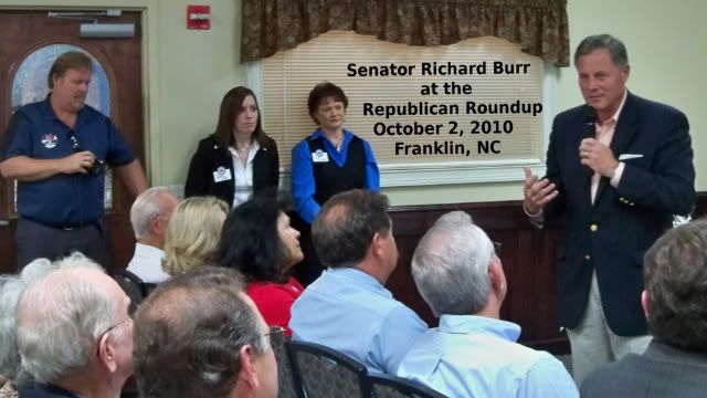 US Senator Richard Burr makes a campaign stop in Franklin, NC 
Photo by Bobby Coggins