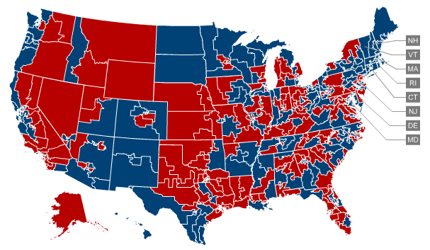 A comparison of the 2008 US House Election results and the 2010 Midterms