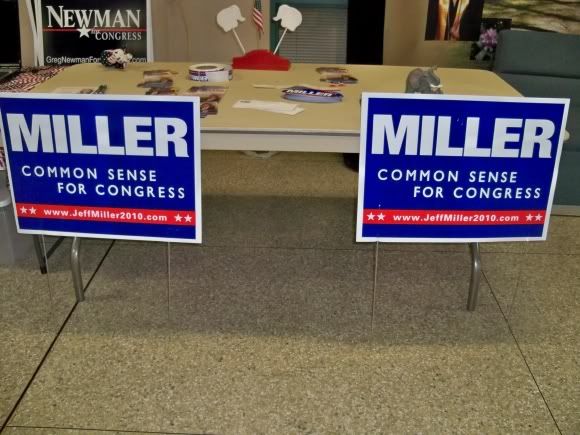 Miller for Congress table at the 2010 Convention of the 11th Congressional District Republican Party 
Photo by Bobby Coggins