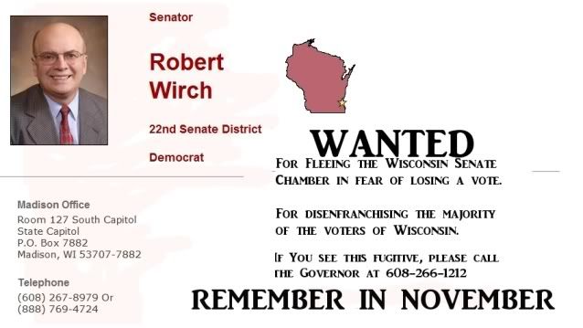 WANTED, Wisconsin Senator for fleeing their job and failing to uphold the oath of office as prescribed in the Wisconsin State Constitution
