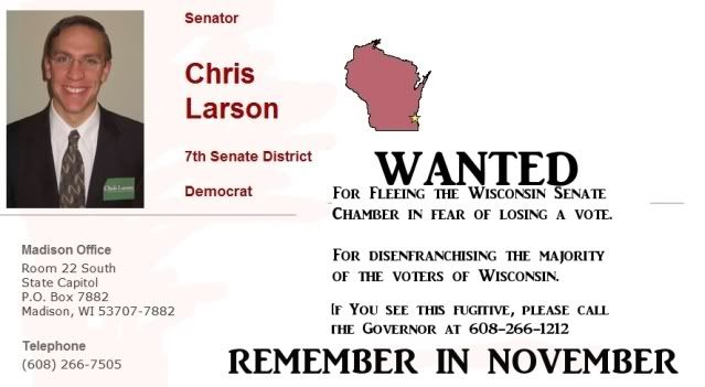 WANTED, Wisconsin Senator for fleeing their job and failing to uphold the oath of office as prescribed in the Wisconsin State Constitution
