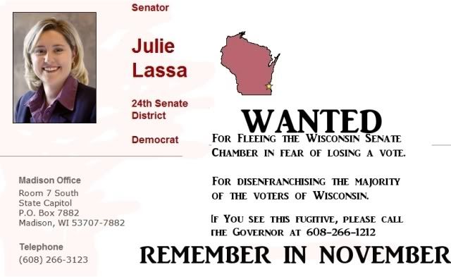 WANTED, Wisconsin Senator for fleeing their job and failing to uphold the oath of office as prescribed in the Wisconsin State Constitution
