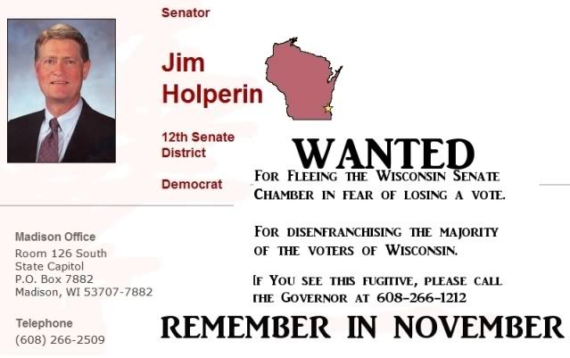 WANTED, Wisconsin Senator for fleeing their job and failing to uphold the oath of office as prescribed in the Wisconsin State Constitution
