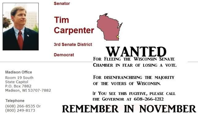 WANTED, Wisconsin Senator for fleeing their job and failing to uphold the oath of office as prescribed in the Wisconsin State Constitution
