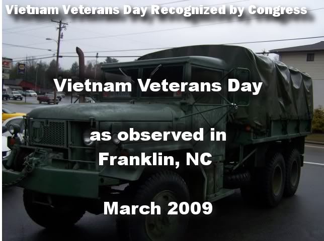 Congress Recognizes Vietnam Veterans Day 
Photo by Bobby Coggins from the 2009 Vietnam Veterans Day Parade in Franklin, NC
