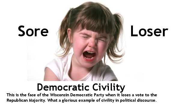 Wisconsin Democrats throw a temper tantrum when they lose a vote on the budget in the Wisconsin General Assembly