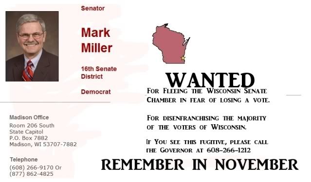 WANTED, Wisconsin Senator for fleeing their job and failing to uphold the oath of office as prescribed in the Wisconsin State Constitution
