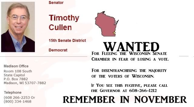 WANTED, Wisconsin Senator for fleeing their job and failing to uphold the oath of office as prescribed in the Wisconsin State Constitution
