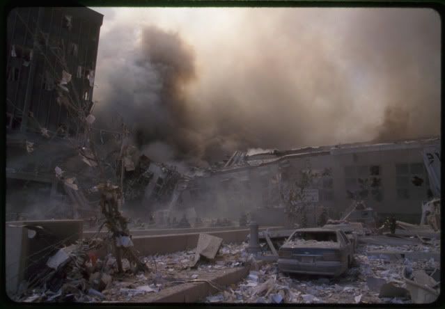 A parking lot near the World Trade Center on Sept 11th