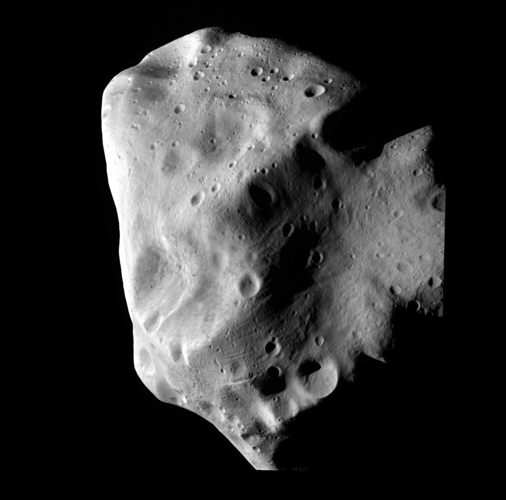 Image of the asteroid 21 Lutetia by the ESA Rosetta probe during closest approach. Image courtesy the European Space Agency.