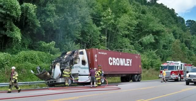 Tractor-trailer fire on US441N in Macon County