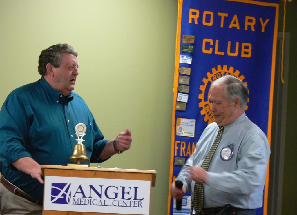 Ronnie Beale and Charles Thun at the Daybreak Rotary Club Meeting 
Photo by Bobby Coggins