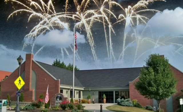 Fireworks over the Town Hall by Bobby Coggins