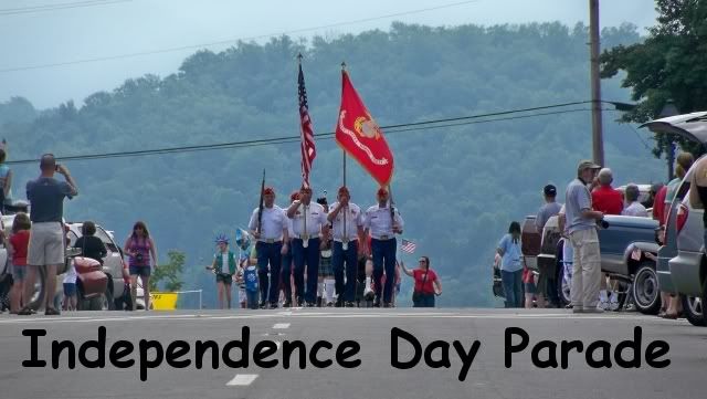 The US Marine Corps League leads the 2010 Independence Day Parade in Franklin, NC