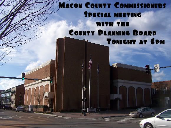 Title Card for special meeting of the Macon County Commissioners with the Macon County Planning Board