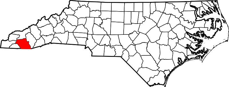 A map of North Carolina, with the location of Macon County highlighted 
Map released into the public domain by David Benbennick
