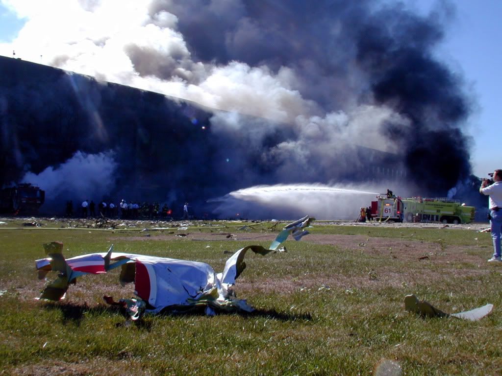 Flight 77 wreckage at the Pentagon
