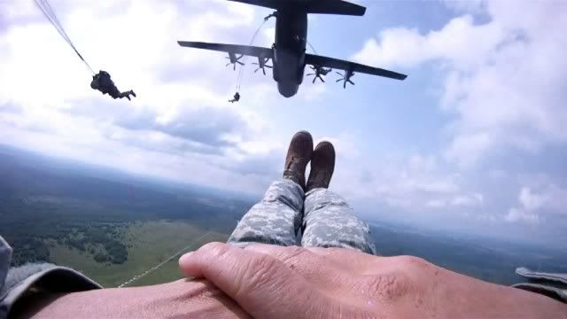 A Paratrooper from the 173rd Jumps