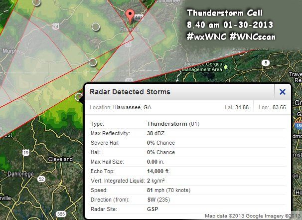 Small Thunderstorm Cell Moving Into Macon County