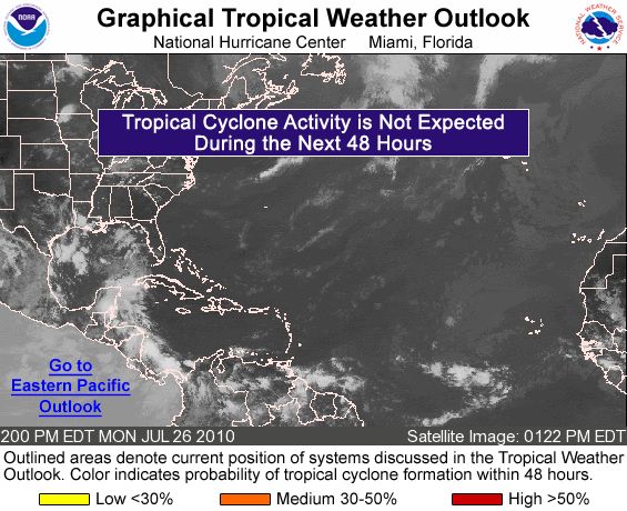 Graphical Outlook for July 26th, 2010 courtesy of the National Hurricane center