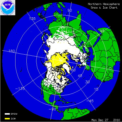 Snow and Ice Coverage of the Northern Hemisphere 
Graphic Courtesy of the National Ice Center