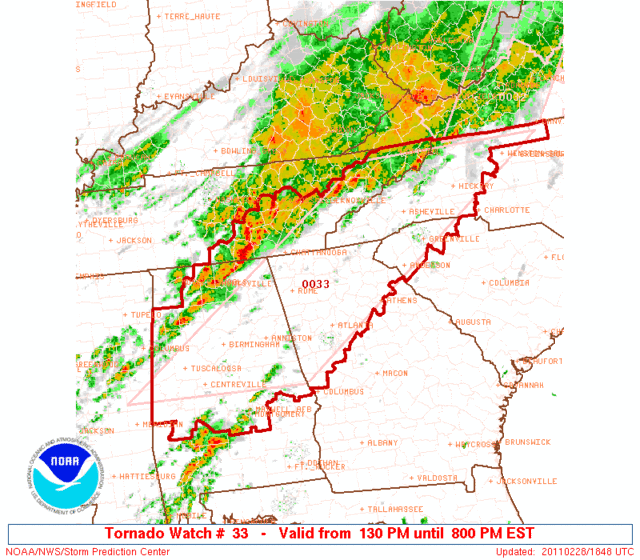 TORNADO WATCH 33 EFFECTIVE THIS MONDAY AFTERNOON AND EVENING FROM 130 PM UNTIL 800 PM EST