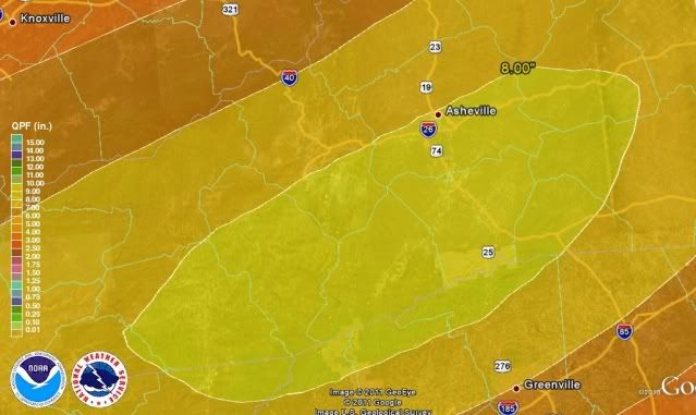 QPF for Days 1-5. Data from 0904 06z GFS Model run 
Data provided by NWS and Map by Google 
Cropped by Bobby Coggins