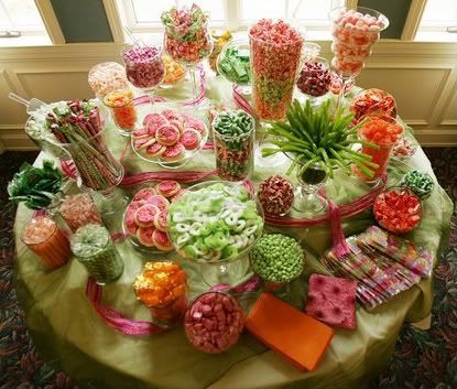 One new popular wedding trend is the candy buffet or confection bar 