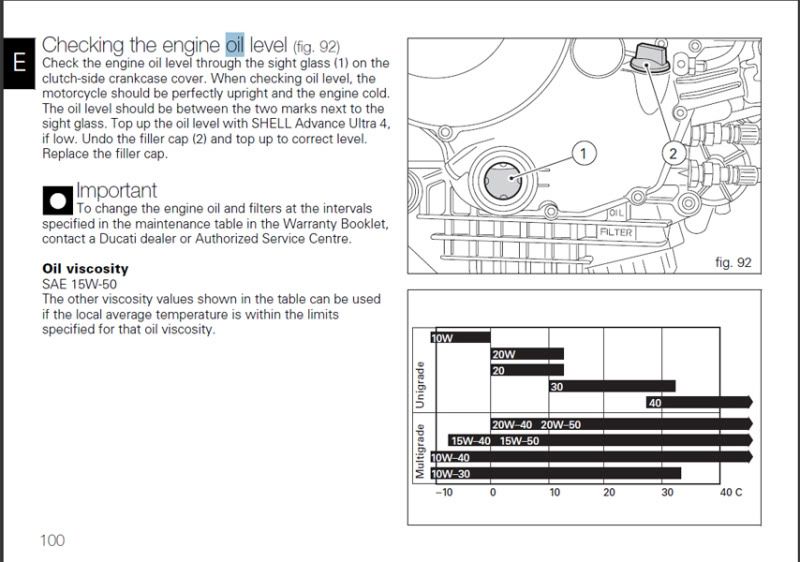 Recommended Oil Weight for 1198 (not 1098) - ducati.org forum | the