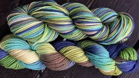 Hand Painted Aria Organic Merino bulky "A Walk in the Forest" 7.4oz
