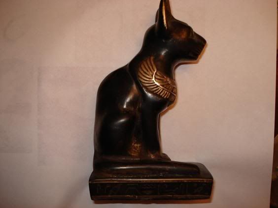 S-005S2 (Store, artifact 5, side two, right side):  Black and Gold Bastet Staute