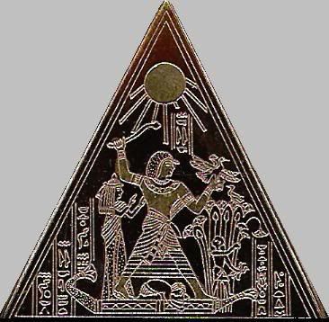 M-004S1 (Museum, artifact 4, side one):  Small Black and Gold Pyramid