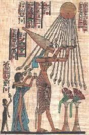 M-005F (Museum, artifact 5, front view):  Akhenaten and Family Papyrus