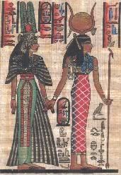 M-006F (Museum, artifact 6, front view):  Nefertari and Isis Papyrus