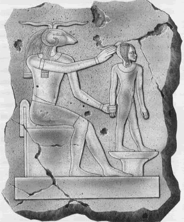 Creation Story of Elephantine, where Khnum fashions humans out of clay on his pottery wheel.
