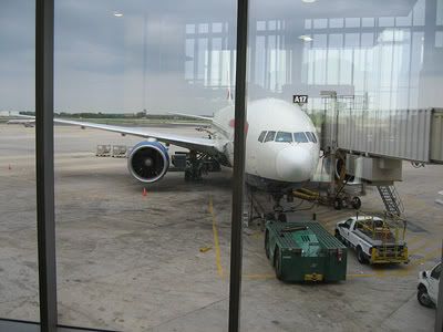 British Airways Boeing 777 parked before boarding