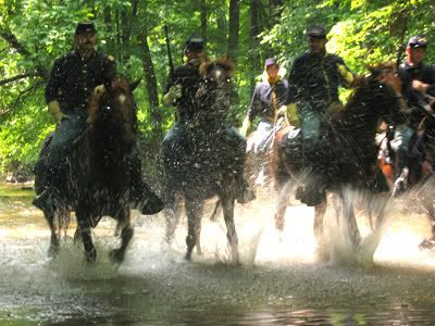 Charging horses through water at Gettysburg