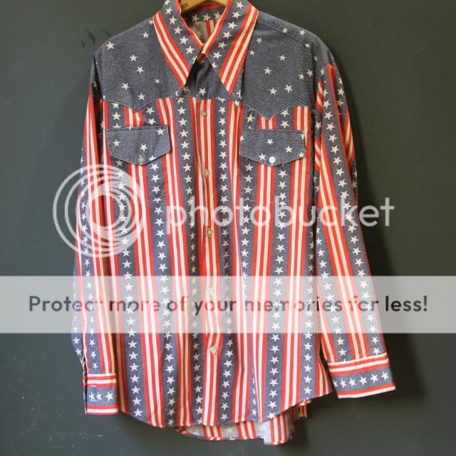 Vtg 60s 70s American Flag Shirt / Stars and Stripes Cowboy Hippie 